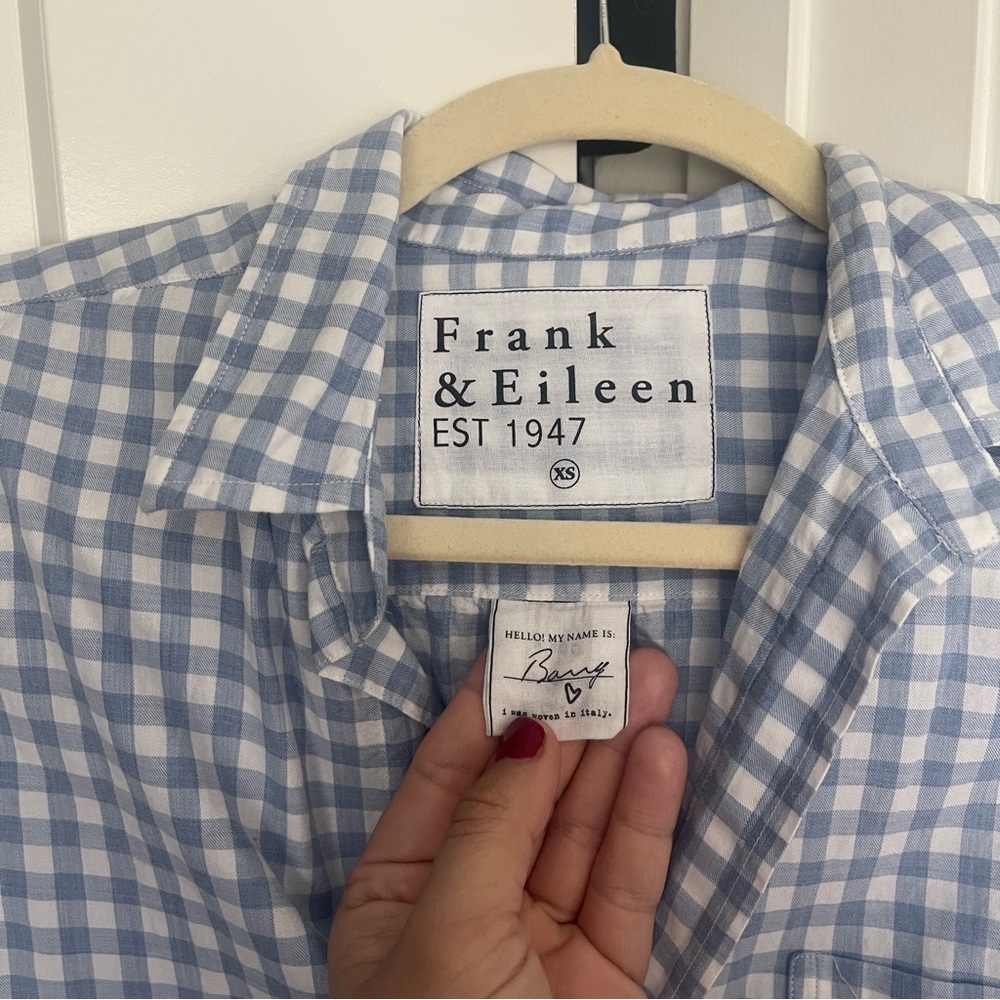 Frank & Eileen Barry Blue White Gingham Button‎ Down View 2